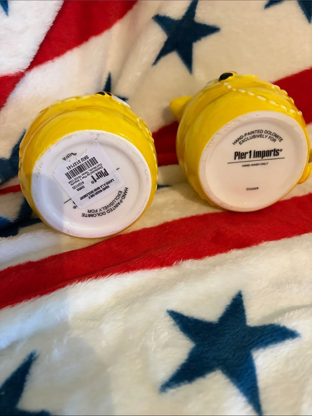 Pier 1 Yellow Bee Ceramic Sugar Bowl and Creamer
